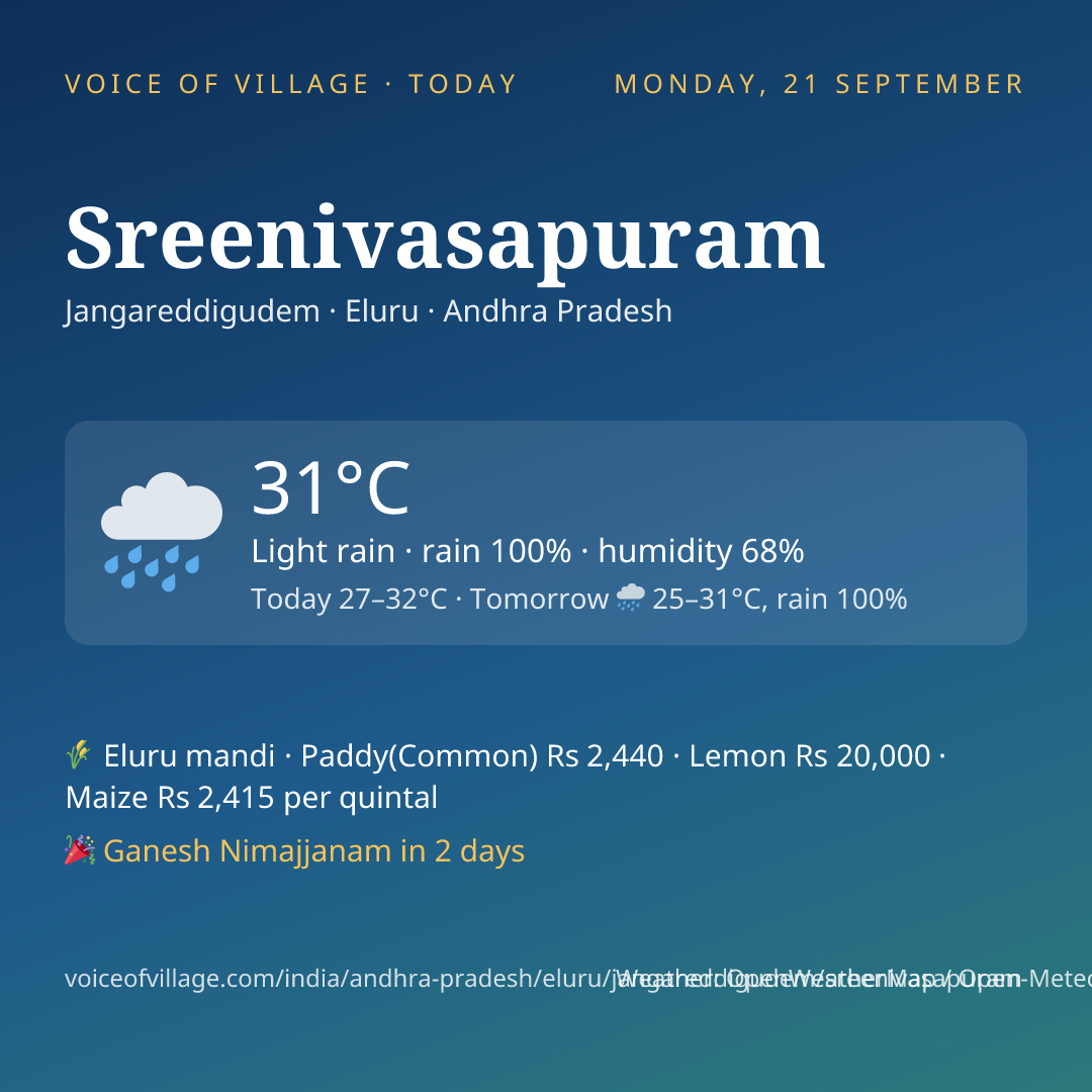 Sreenivasapuram today