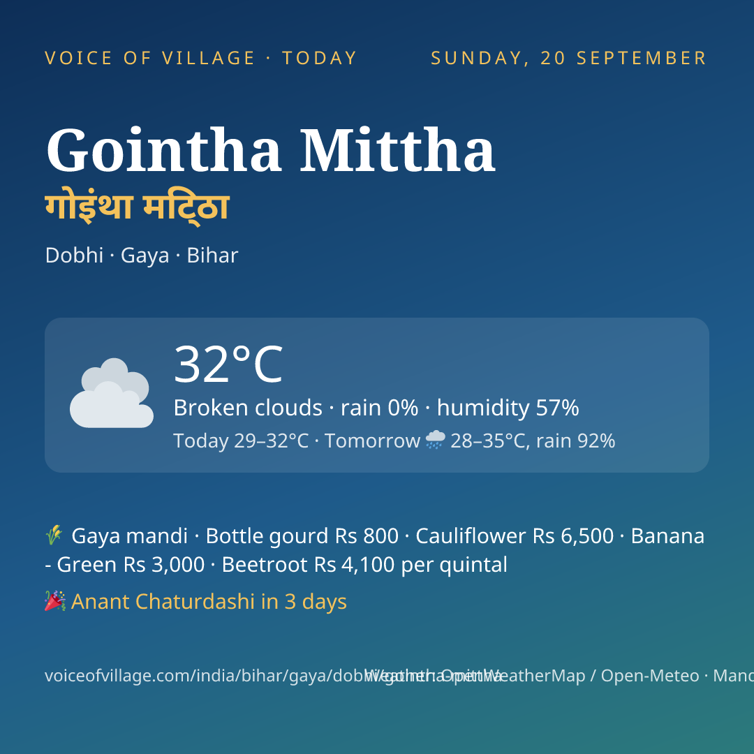 Gointha Mittha today