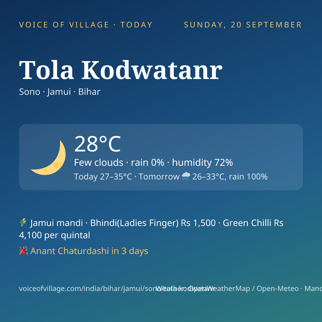 Tola Kodwatanr today