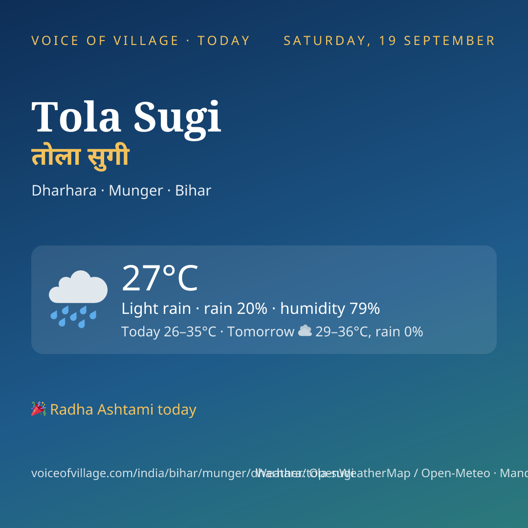 Tola Sugi today