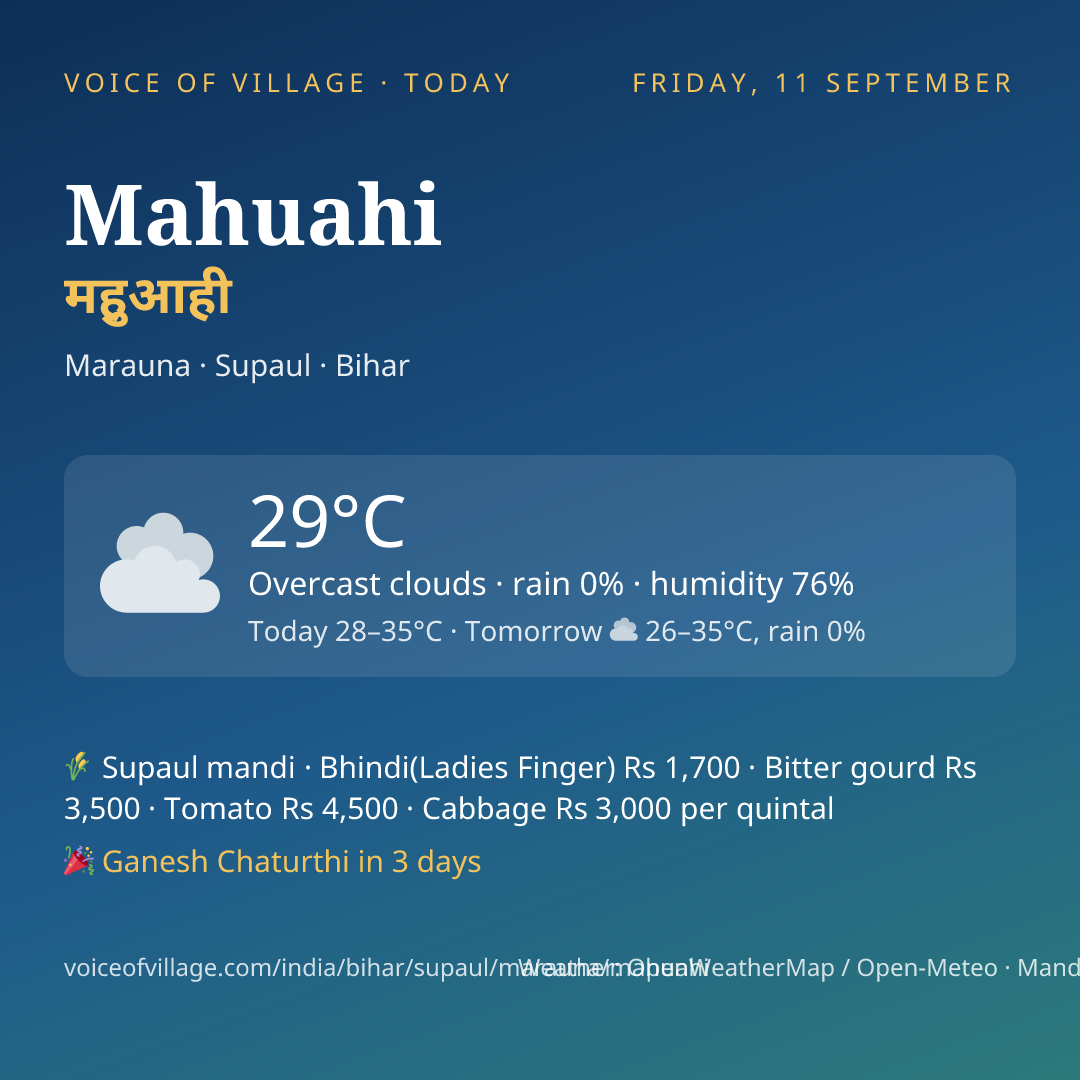 Mahuahi today