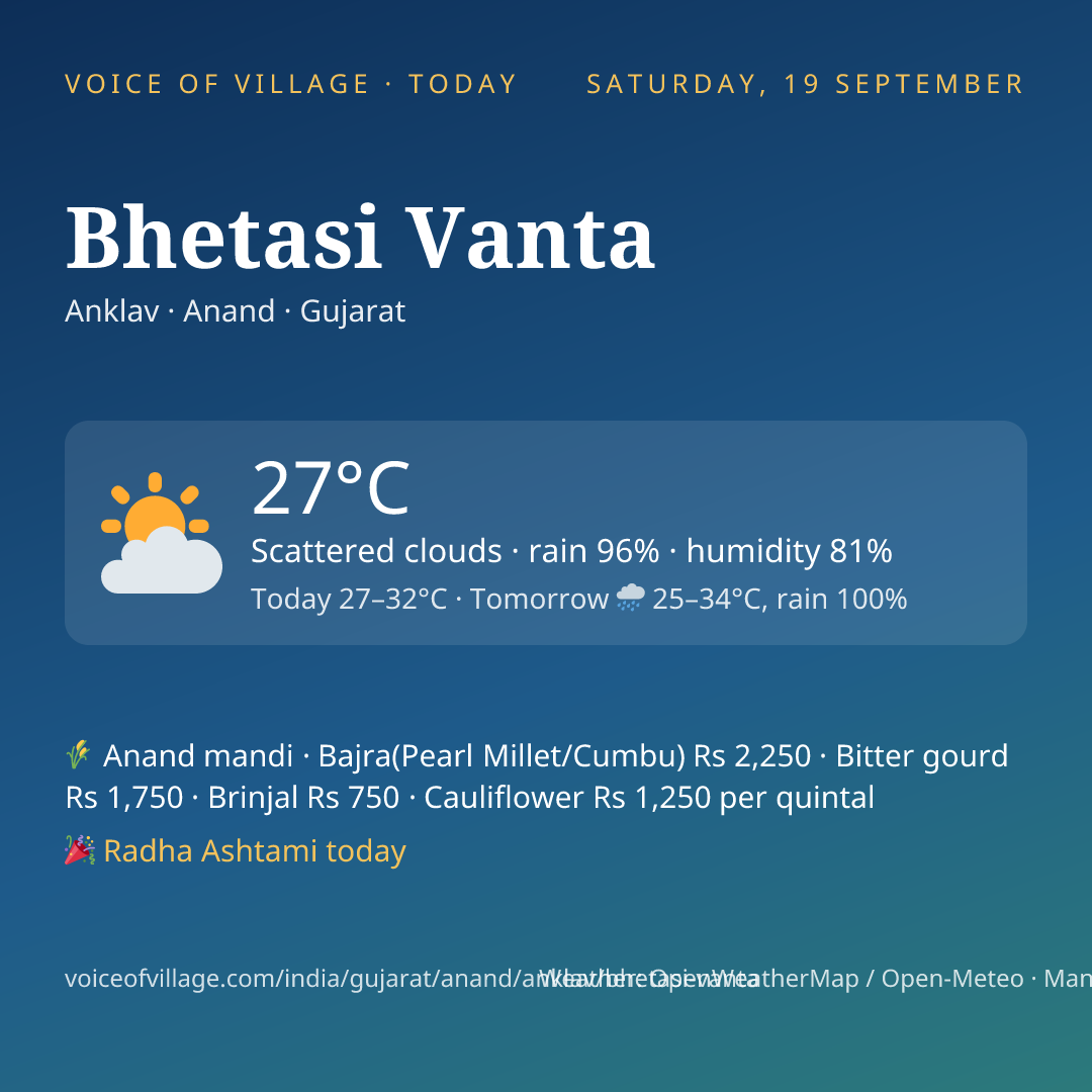 Bhetasi Vanta today