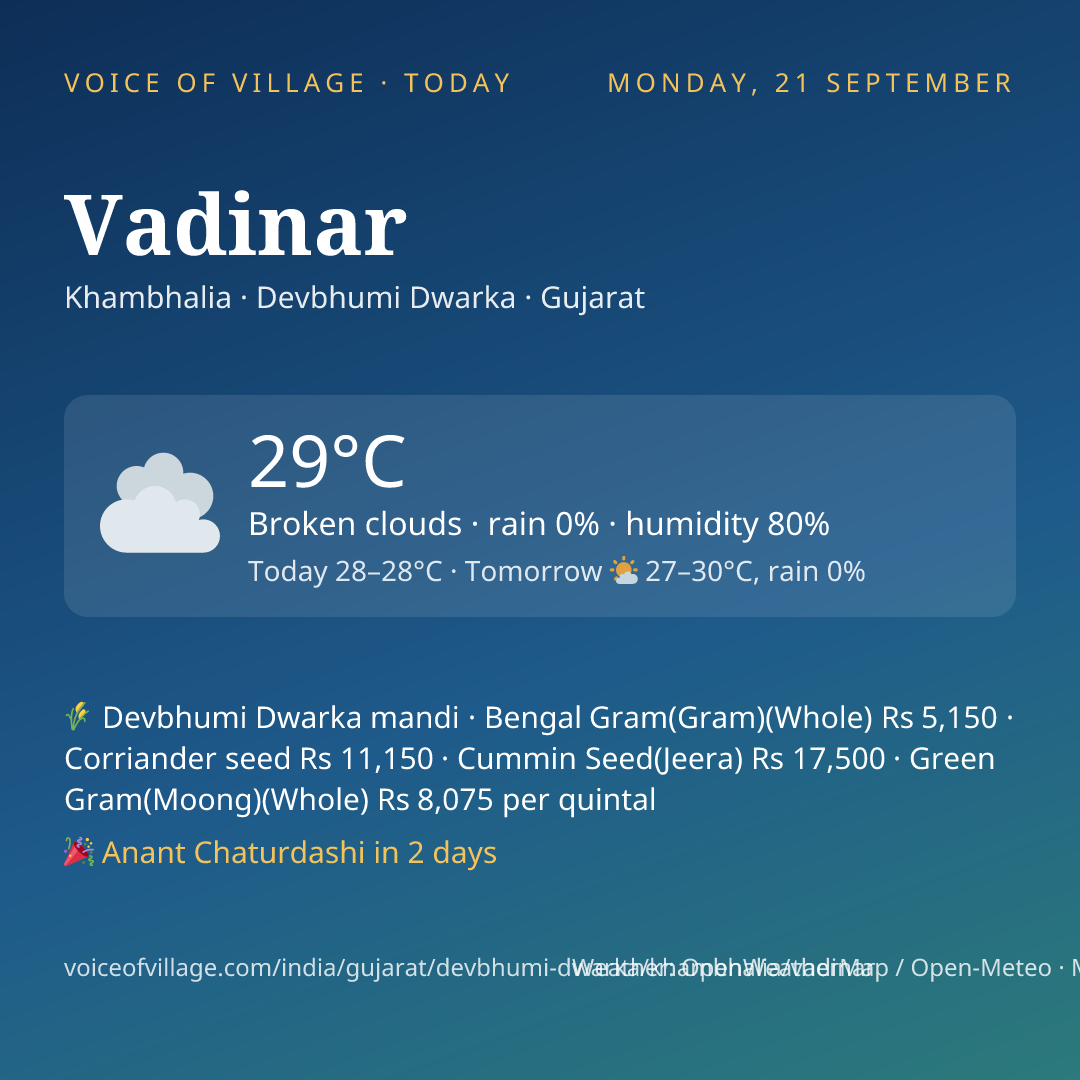 Vadinar today