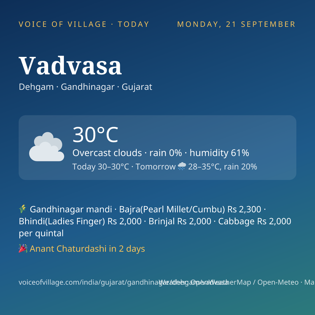 Vadvasa today