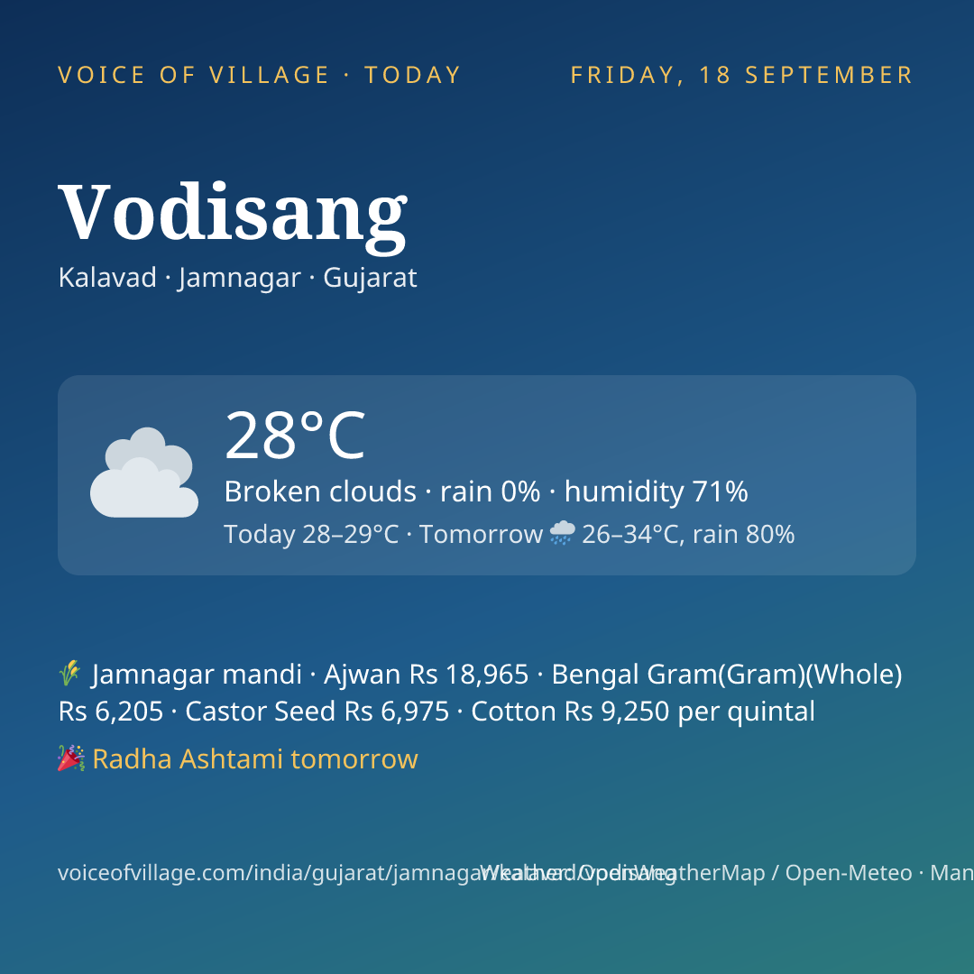 Vodisang today