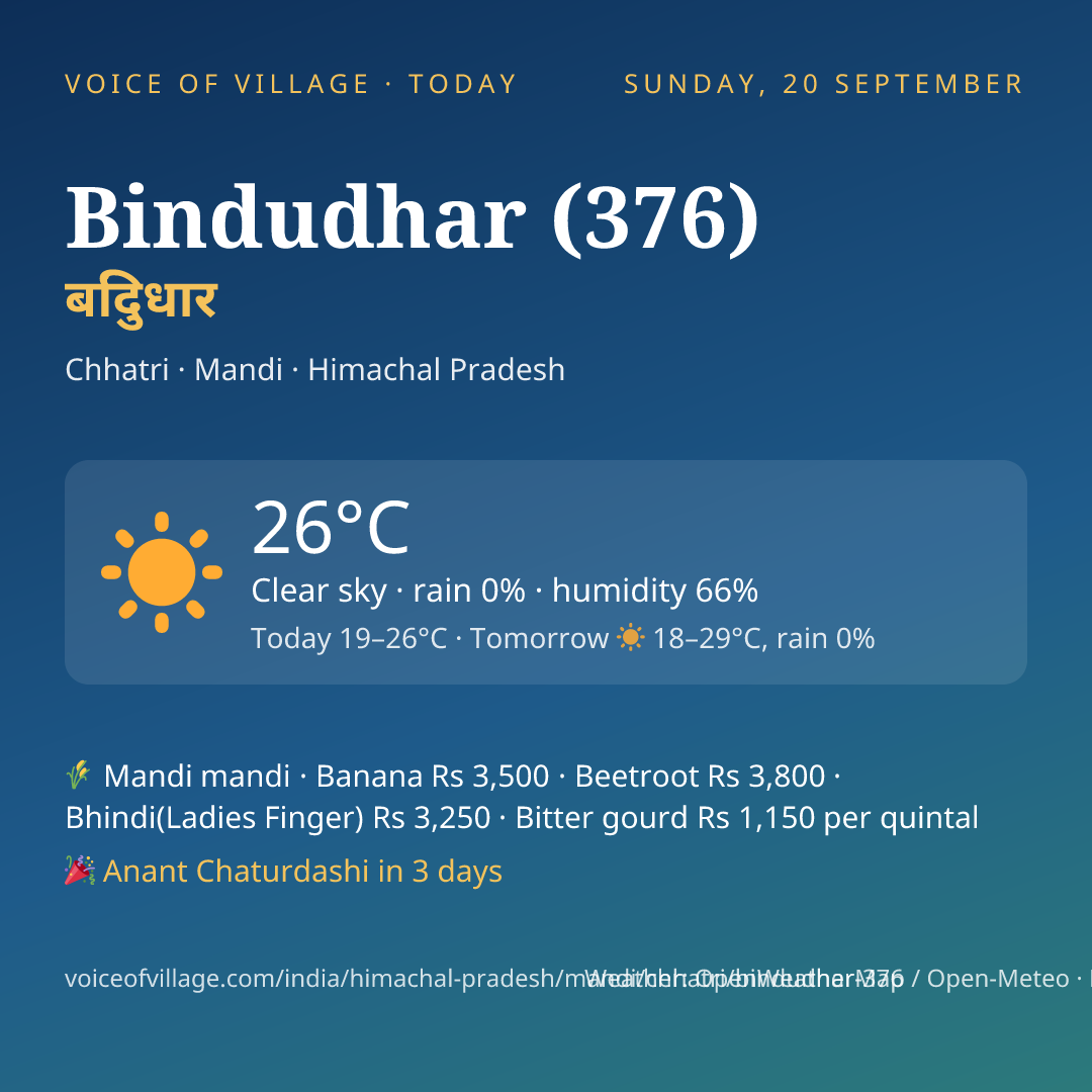 Bindudhar (376) today