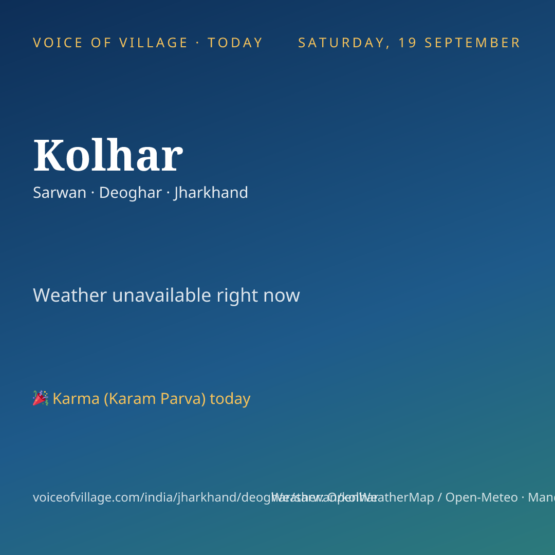 Kolhar today