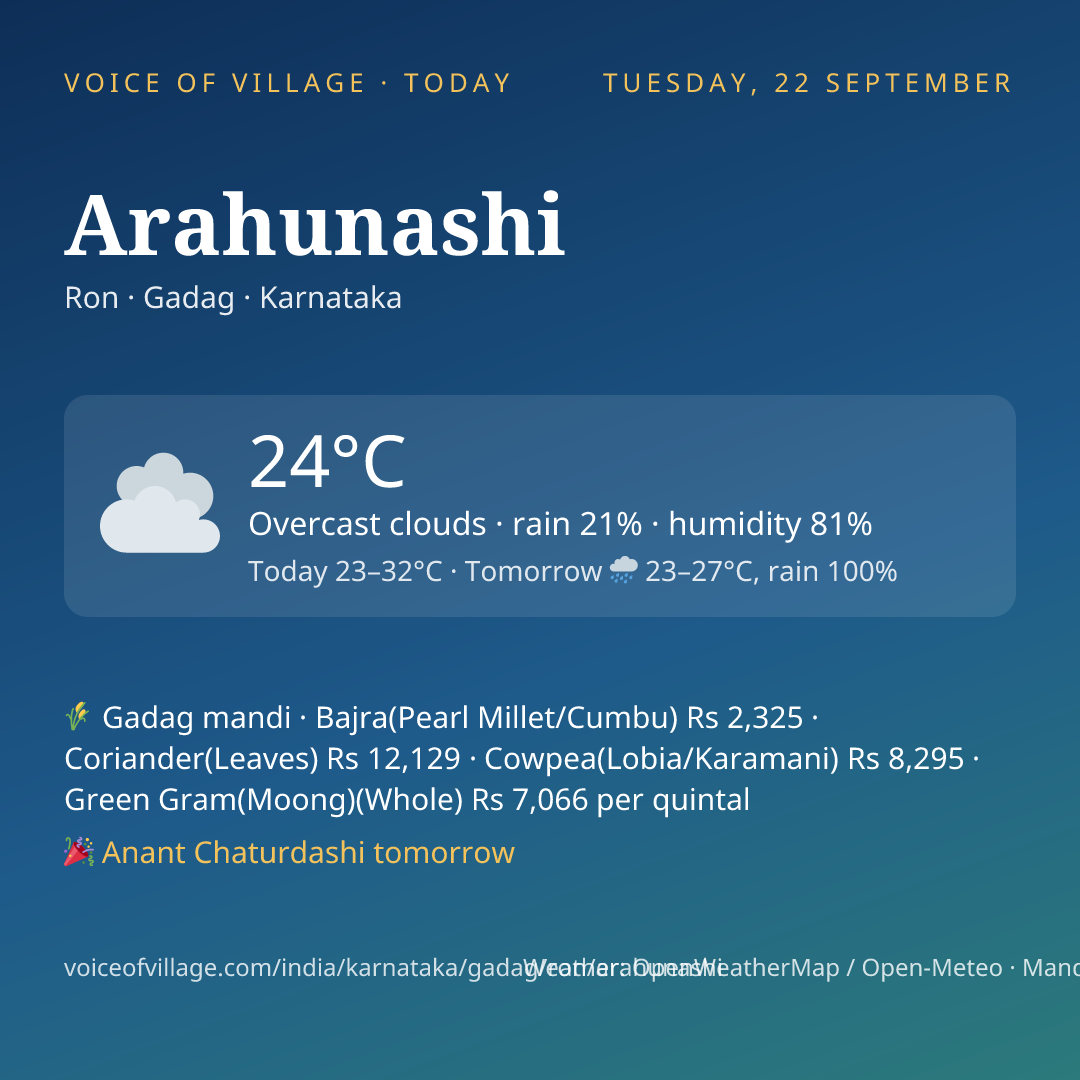 Arahunashi today