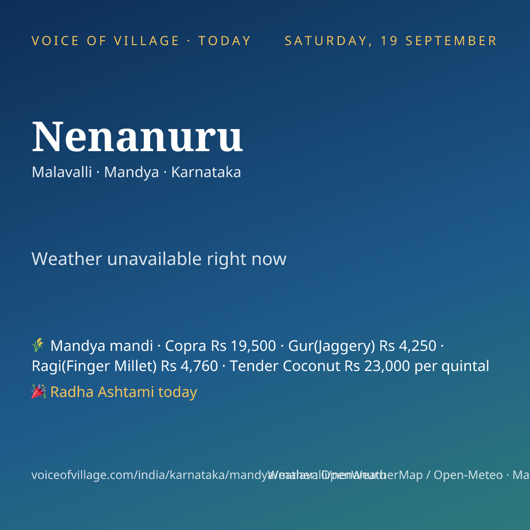 Nenanuru today