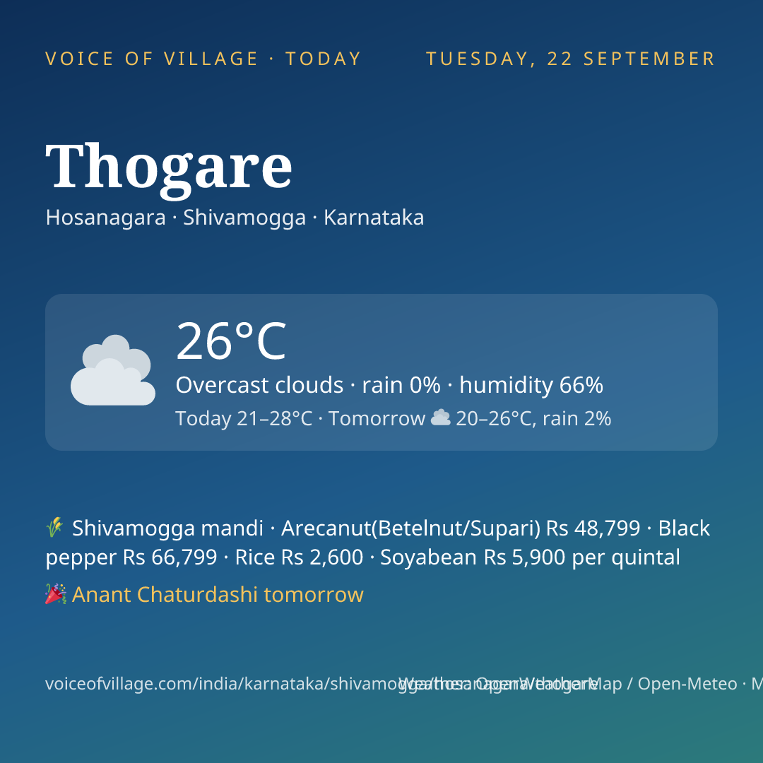 Thogare today