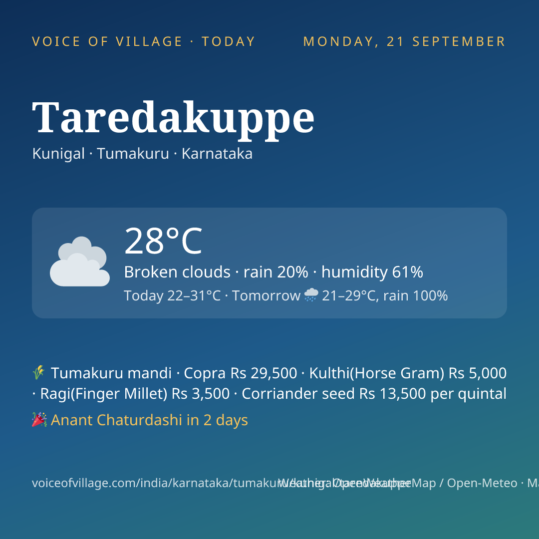 Taredakuppe today