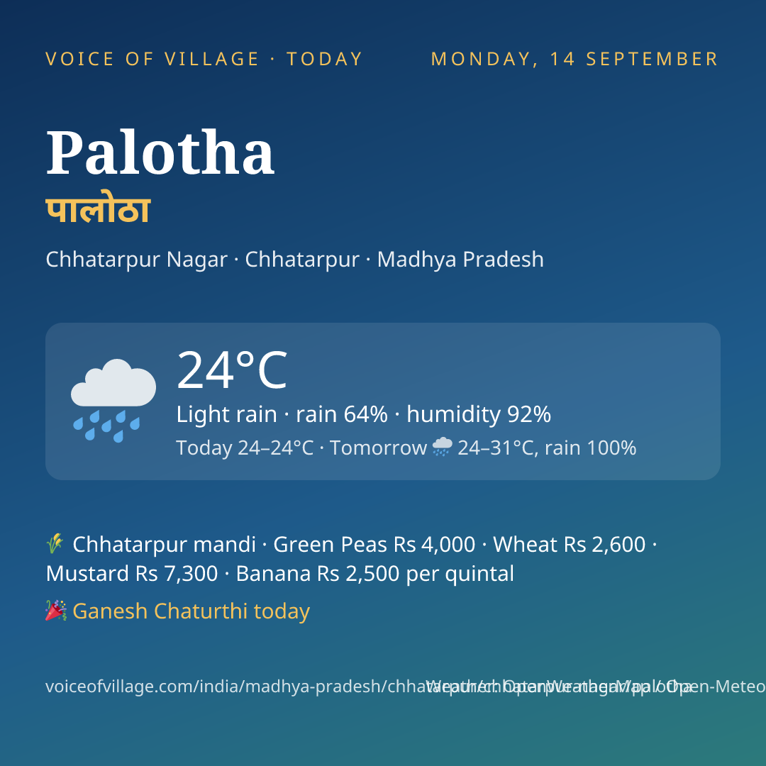 Palotha today
