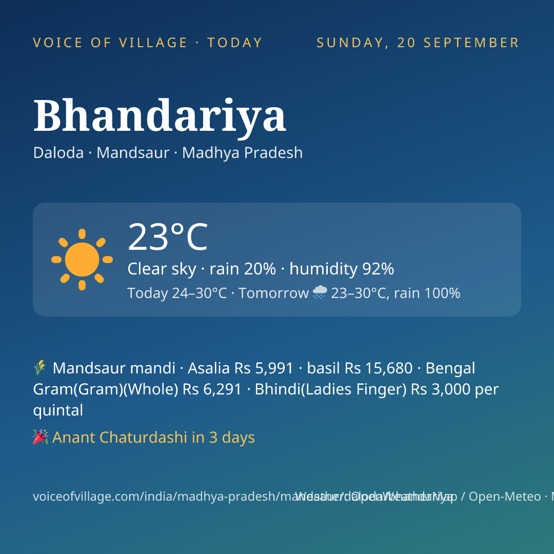 Bhandariya today