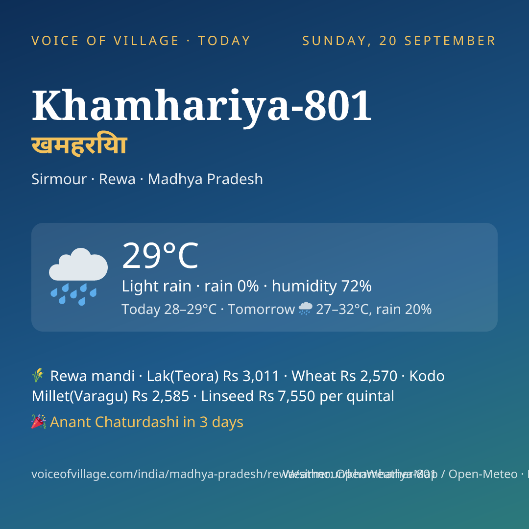 Khamhariya-801 today