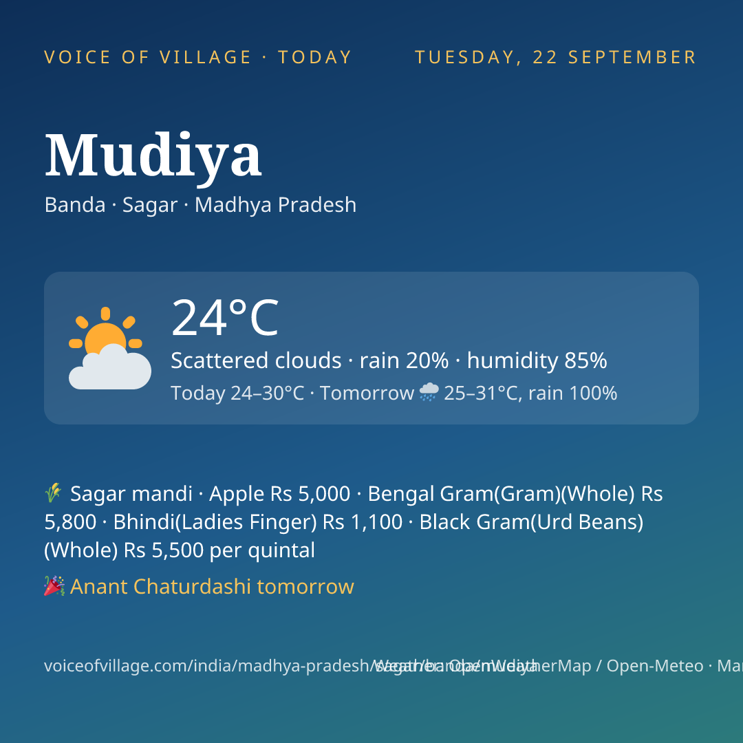 Mudiya today