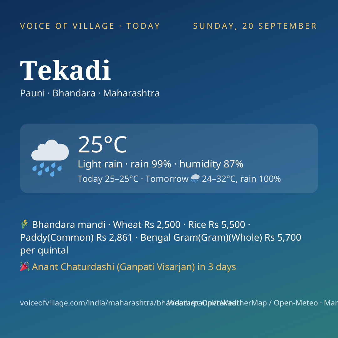 Tekadi today