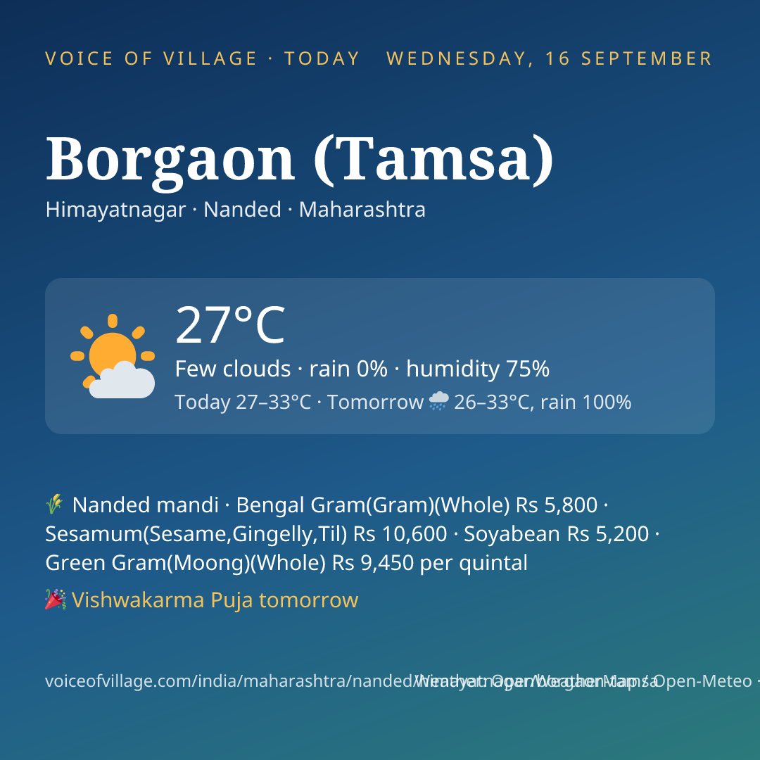 Borgaon (Tamsa) today