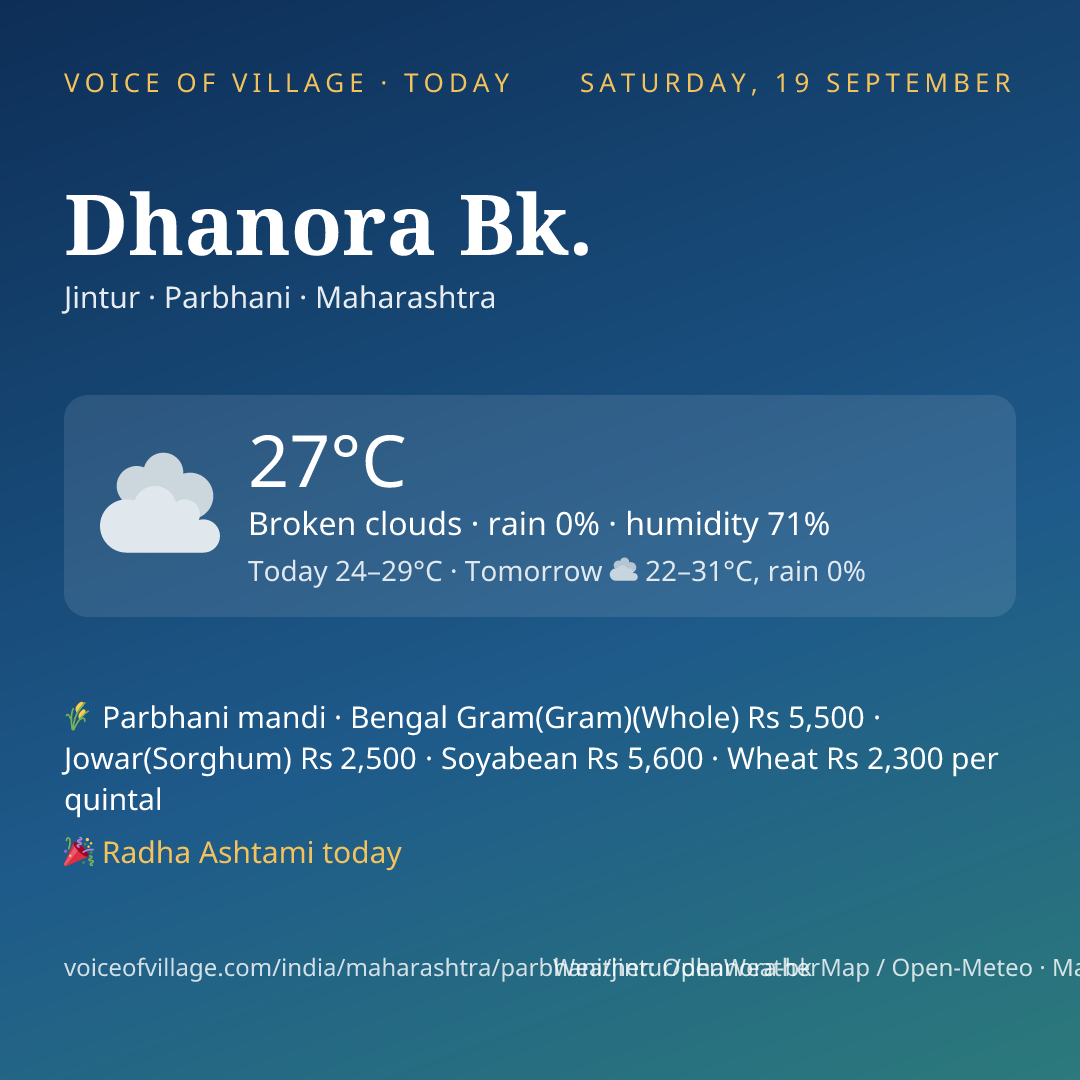 Dhanora Bk. today