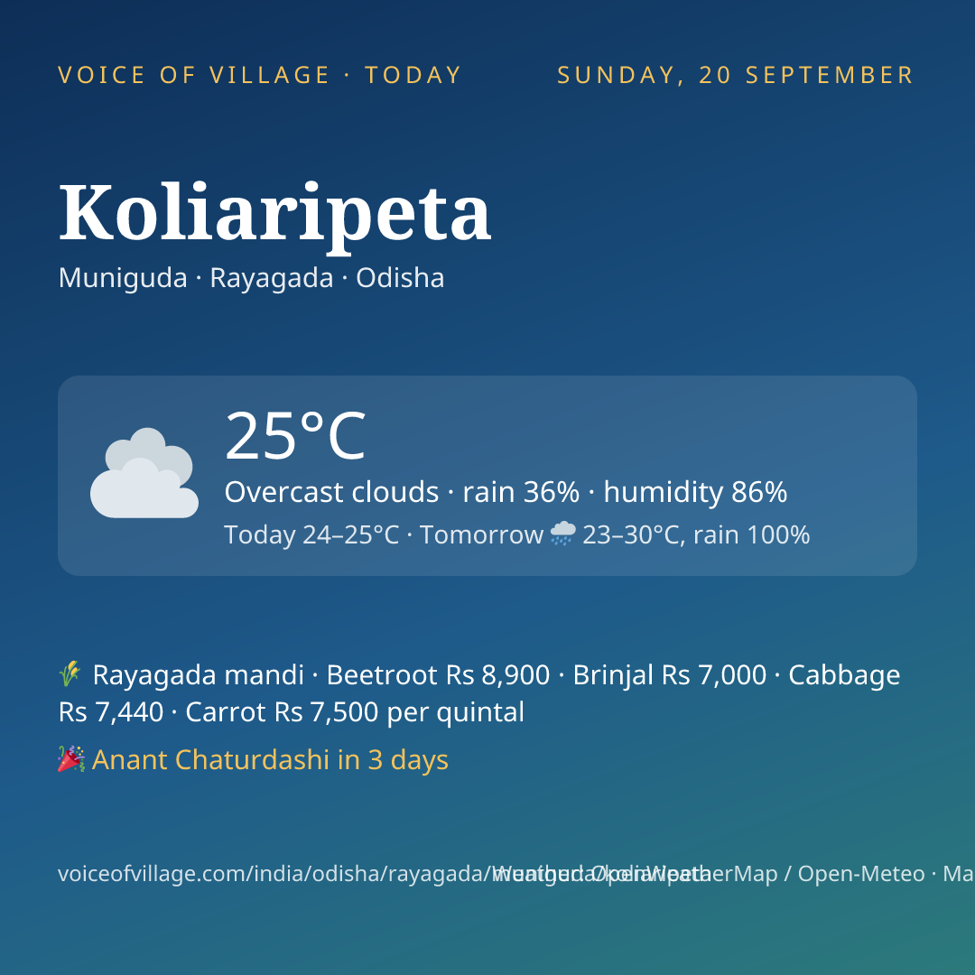 Koliaripeta today