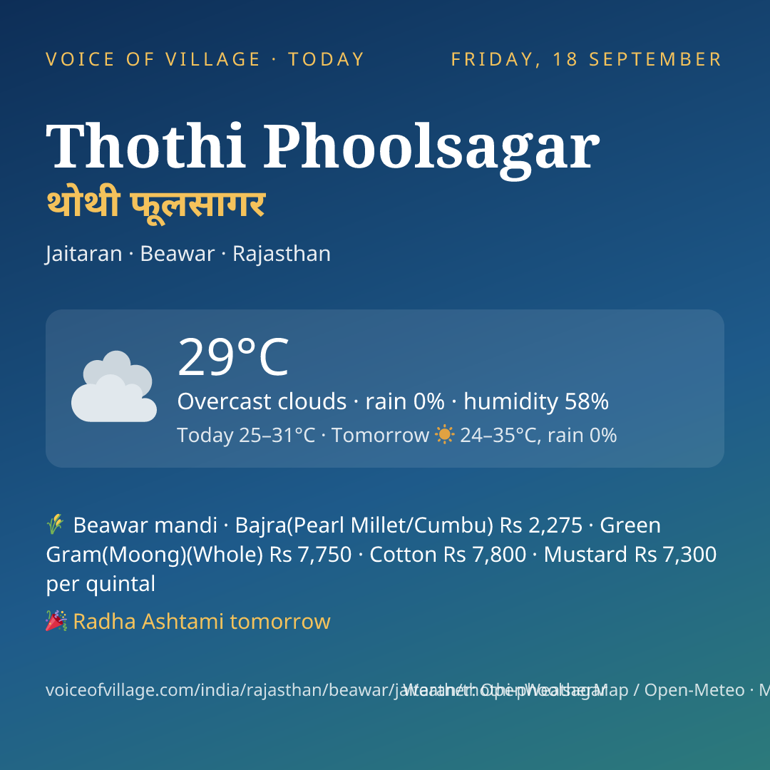Thothi Phoolsagar today