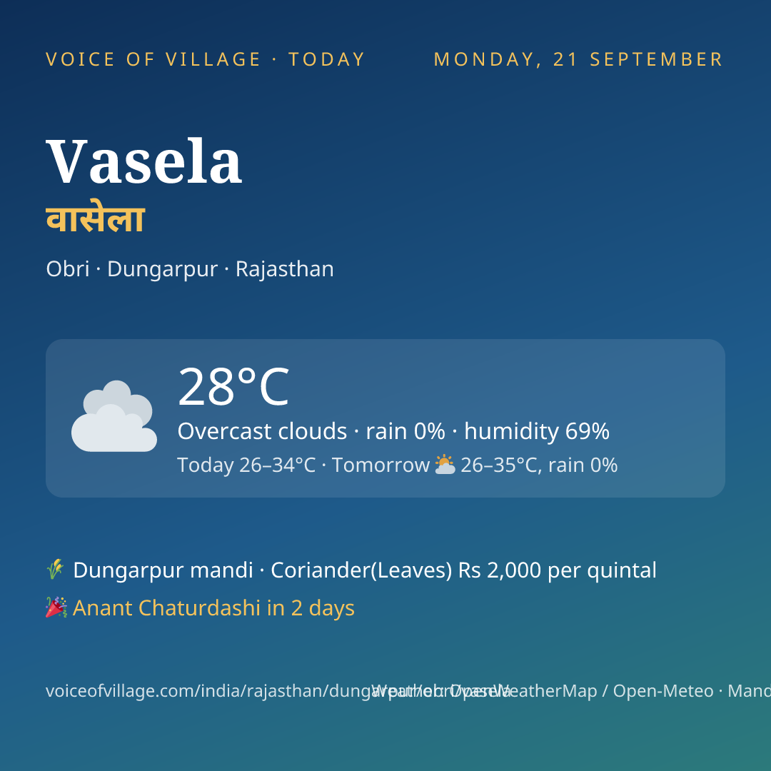 Vasela today