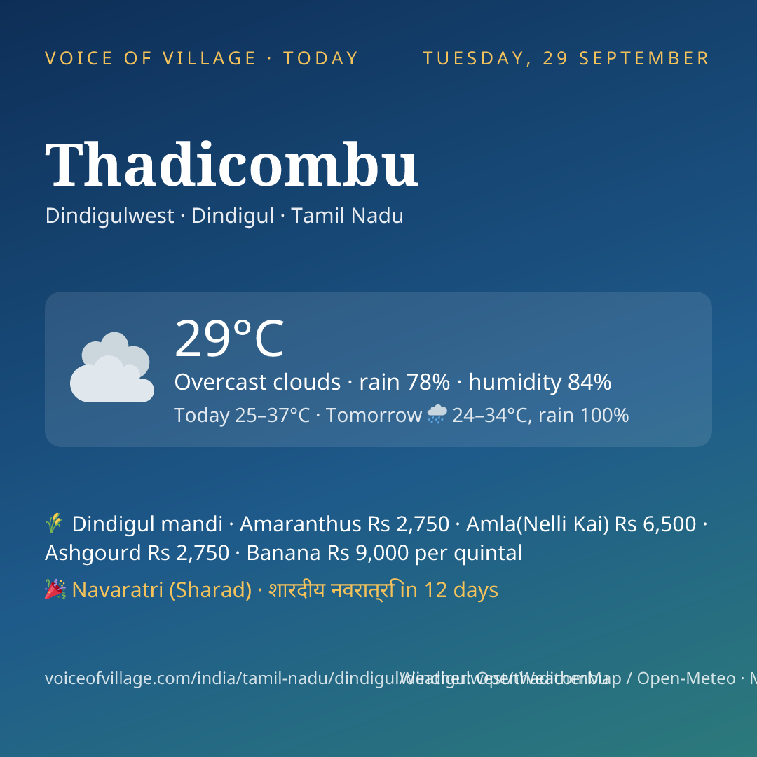 Thadicombu today