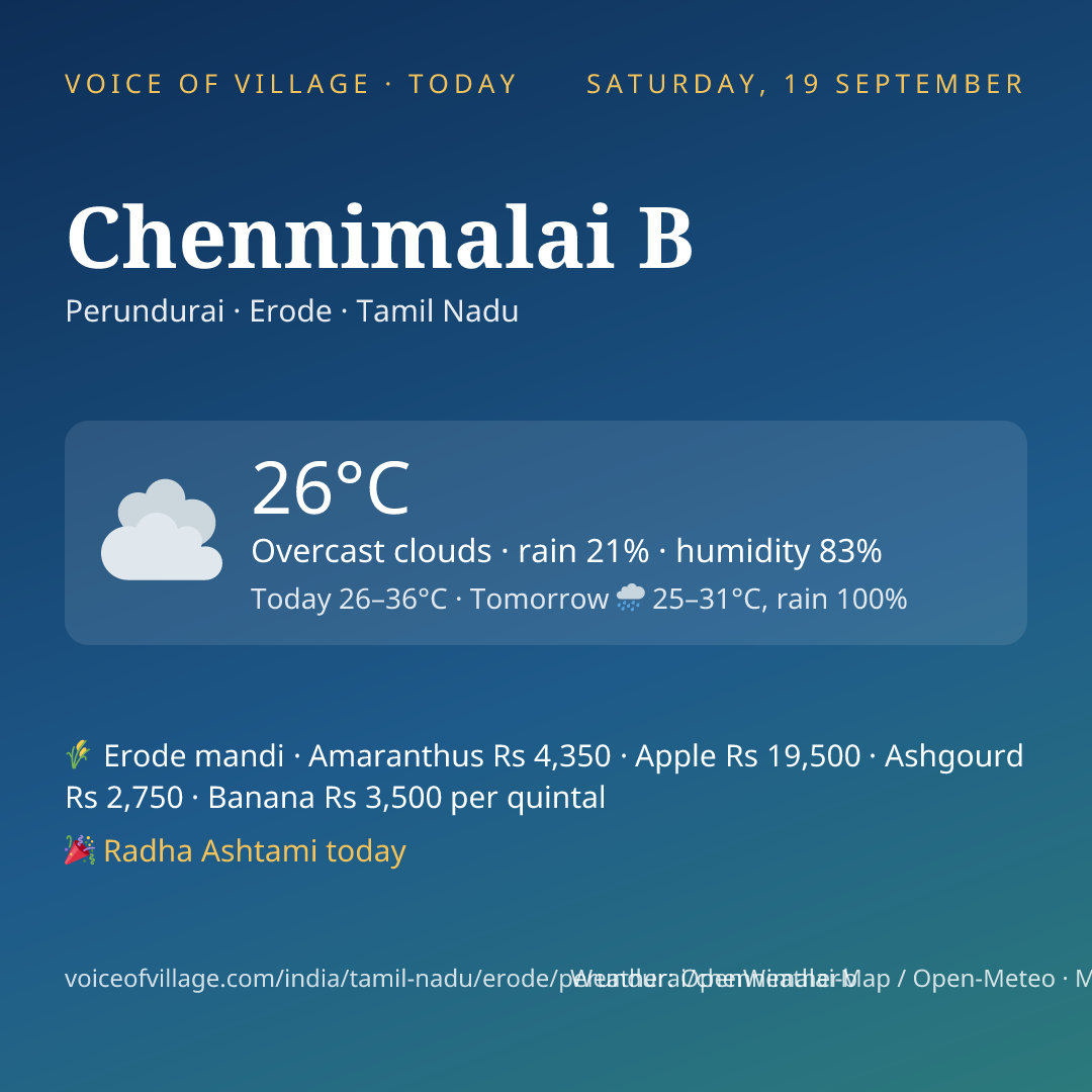 Chennimalai B today
