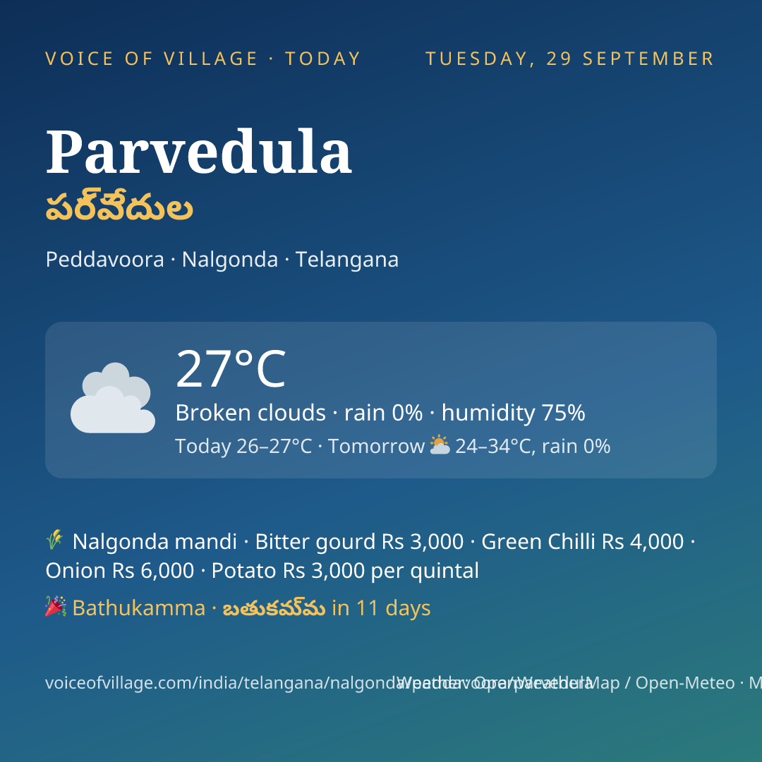 Parvedula today