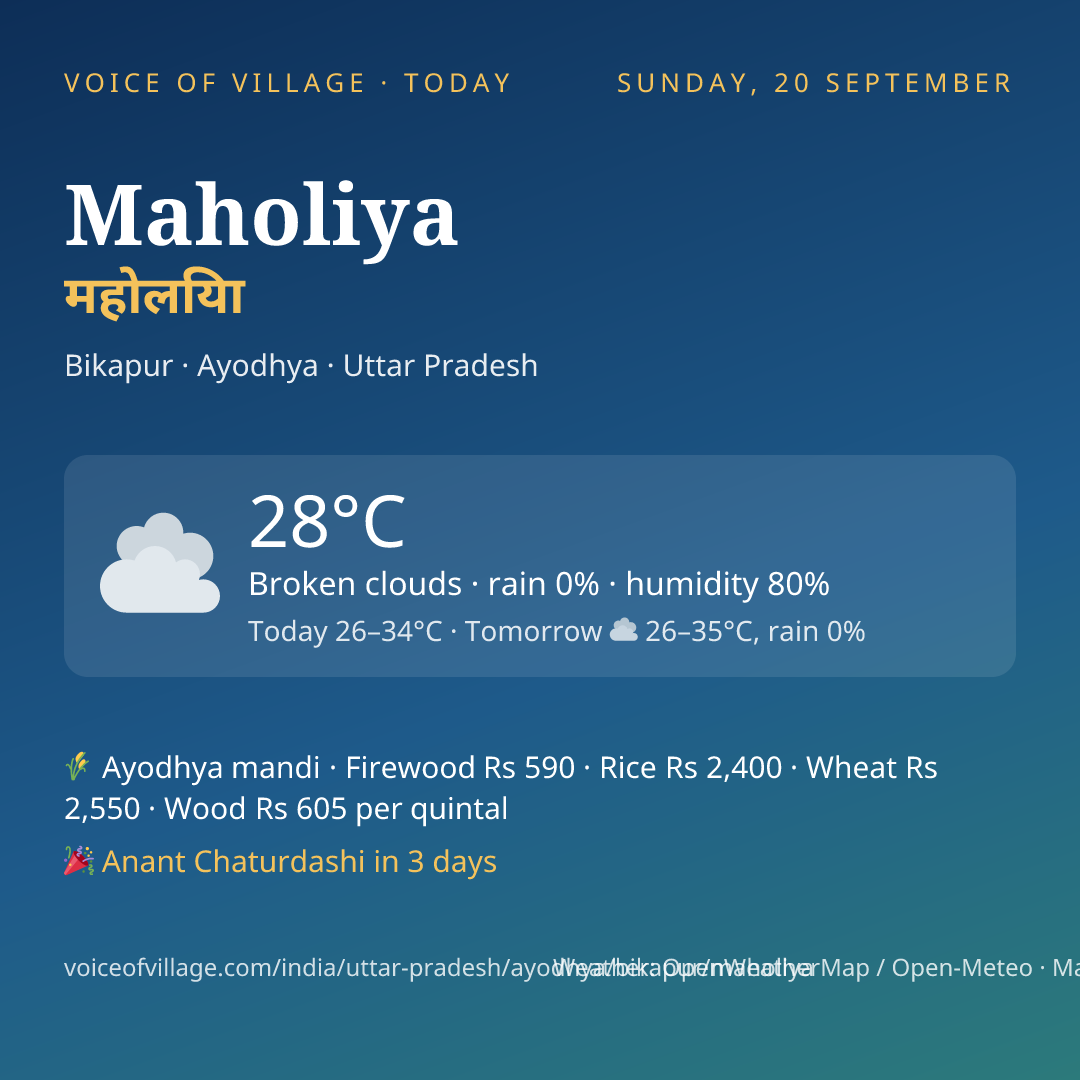 Maholiya today