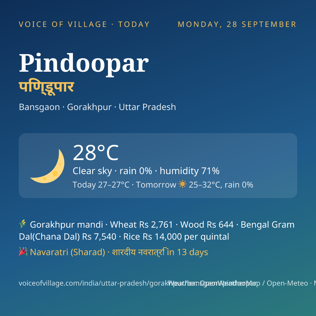 Pindoopar today