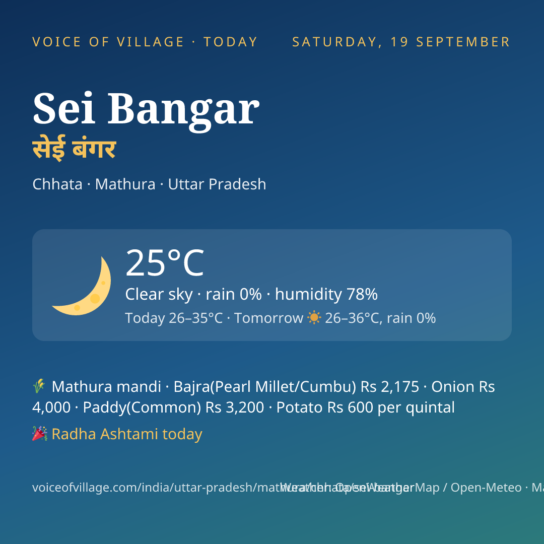 Sei Bangar today